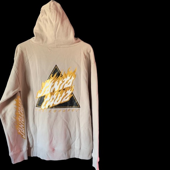 Santa Cruz Small Hooded Pullover Sweater Flamed Not A Dot Fog Gold Fire - Picture 4 of 12